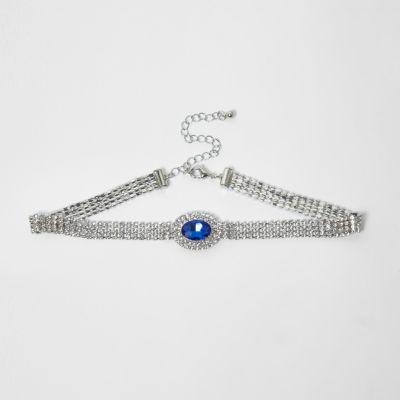 River Island Womens Silver Tone Cup Chain Jewel Choker