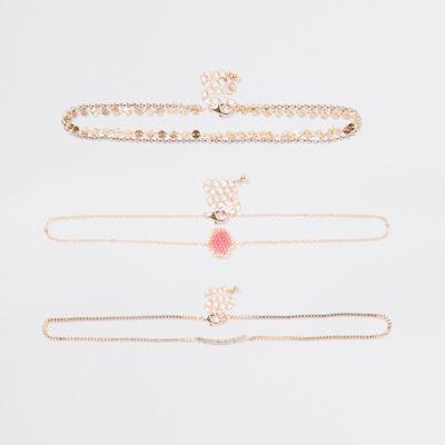 River Island Womens Gold Tone Seadbead Choker Multipack
