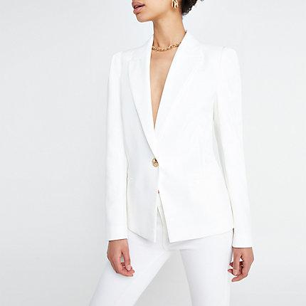 River Island Womens White Puff Sleeve Blazer