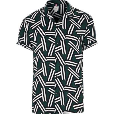 River Island Mens Print Revere Short Sleeve Shirt
