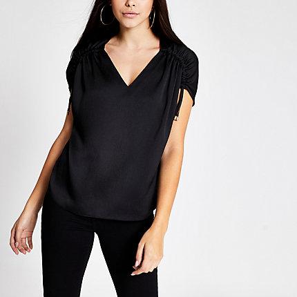 River Island Womens Ruched Shoulder Textured Top