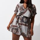 River Island Womens Plus Scarf Print Wrap Tea Dress
