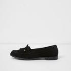 River Island Womens Suede Fringe Bow Loafers