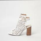 River Island Womens White Laser Cut Block Heel Shoe Boots