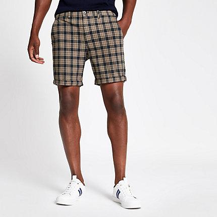 River Island Mens Check Print Skinny Fit Shorts
