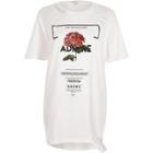 River Island Womens White Rose Print Distressed Boyfriend T-shirt