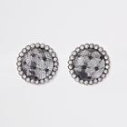 River Island Womens Lace Covered Gem Stone Stud Earrings