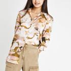 River Island Womens Camo Print Roll Sleeve Shirt