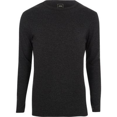 River Island Mens Long Sleeve Slim Fit Ribbed T-shirt