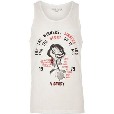 River Island Mens White Graphic Rose Printk
