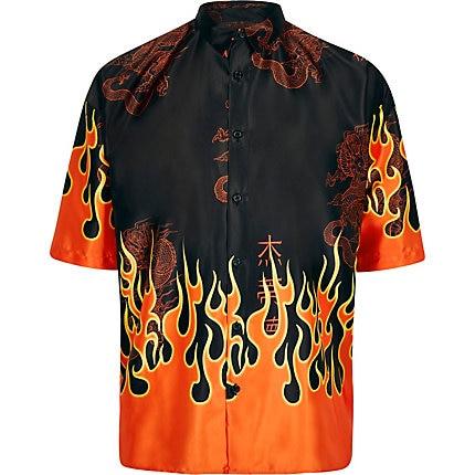 River Island Mens Jaded London Flame Short Sleeve Shirt