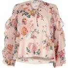 River Island Womens Floral Print Frill Sleeve Blouse