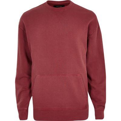 River Island Mensred Pocket Sweatshirt