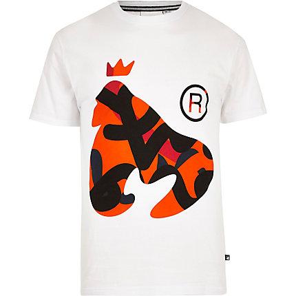 River Island Mens Money Clothing White Camo Logo T-shirt