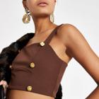 River Island Womens Chocolate Button Detail Crop Top