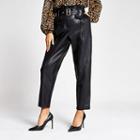 River Island Womens Faux Leather High Waist Belted Trousers
