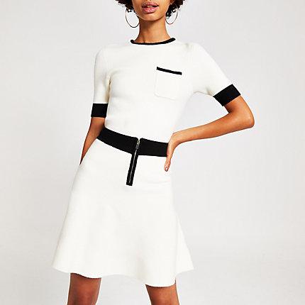 River Island Womens Contrast Knitted Mini Skirt