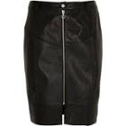 River Island Womens Faux Leather Front Zip Midi Skirt