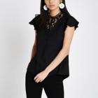 River Island Womens Lace Trim Short Sleeve Top