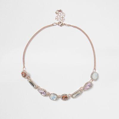 River Island Womens Rose Gold Tone Gem Choker