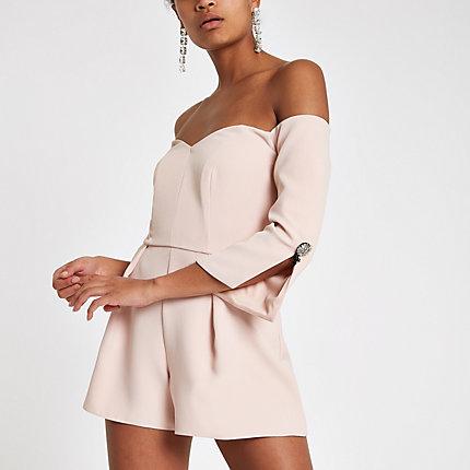 River Island Womens Bardot Tuxedo Playsuit