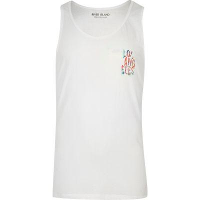 River Island Menswhite 'los Angeles' Tie Dye Print Vest