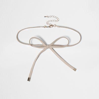 River Island Womens Nude Wrap Bow Choker
