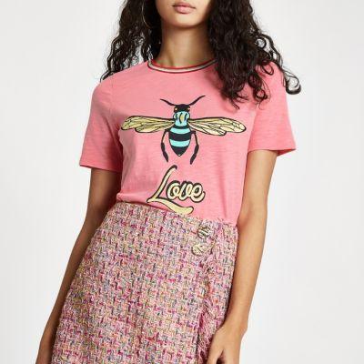 River Island Womens Wasp Print 'love' T-shirt