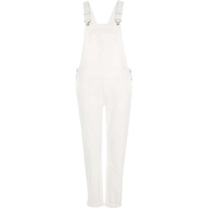 River Island Womens White Denim Dungarees