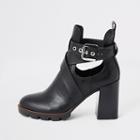 River Island Womens Strappy Cutout Block Heel Boots