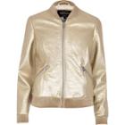 River Island Womens Gold Textured Bomber Jacket