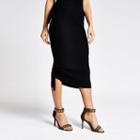 River Island Womens Ribbed Ruched Side Midi Skirt