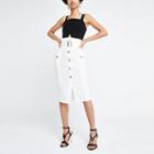 River Island Womens White Belted Paperbag Pencil Skirt