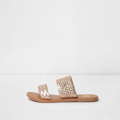 River Island Womens Gold Metallic Woven Sandals