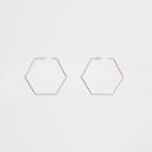 River Island Womens Gold Tone Hexagon Hoop Earrings