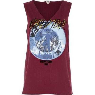 River Island Womens 'world Tour' Rock Band Print Tank Top