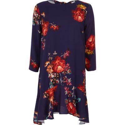 River Island Womens Floral Print Frill Hem Swing Dress