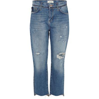 River Island Womens Distressed Straight Leg Jeans