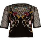 River Island Womens Dobby Mesh Embroidered Cropped T-shirt