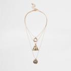 River Island Womens Gold Tone Multi Row Shape Pendant Necklace