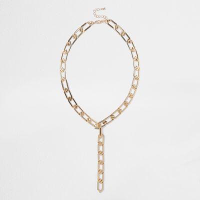 River Island Womens Gold Tone Chain Drop Necklace