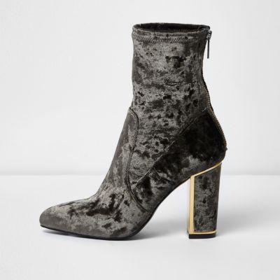 River Island Womens Velvet Look Pointed Ankle Boots