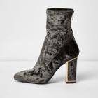 River Island Womens Velvet Look Pointed Ankle Boots