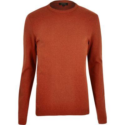 River Island Mens Rust Crew Neck Sweater