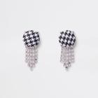 River Island Womens Houndstooth Diamante Drop Earrings