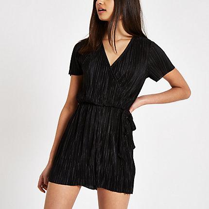 River Island Womens Plisse Wrap Front Playsuit