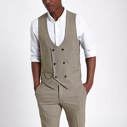 River Island Mens Dogstooth Check Waistcoat