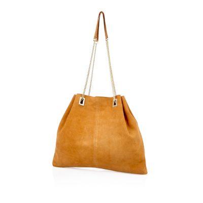 River Island Suede Slouchy Chain Handbag