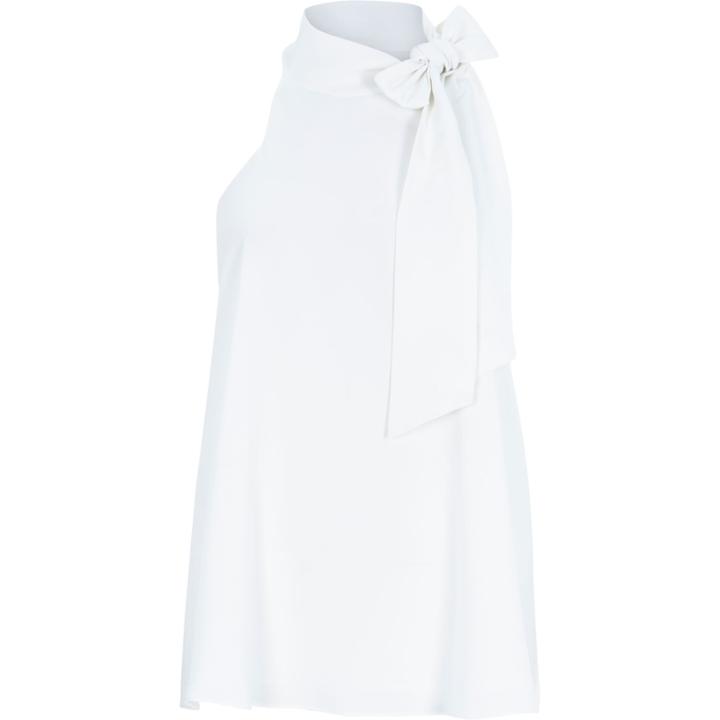 River Island Womens White High Neck Bow Top