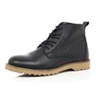 River Island Mensblack Leather Rustic Boots